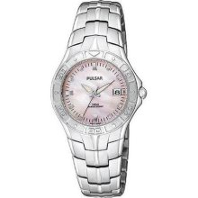 Pulsar Womens Pink Mother of Pearl Watch PXT681 ...