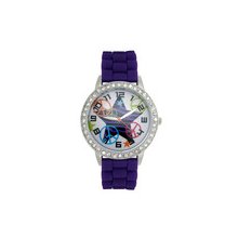 Purple Silicone Strap Rhinestone Watch Purple