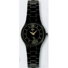 Quartzline Classic Ladies 3 Atm Super Slim Series Black Ip Plated Watch