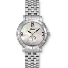 Quartzline Fashion Ladies Silver Watch W/ Mother-of-pearl Dial