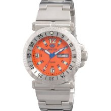 Reactor Fallout Men's Full Watch - Bracelet - Stainless - Orange Dial - Day/Date - 63008