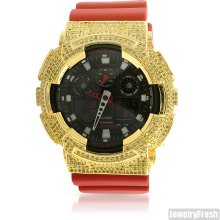 Red and Yellow Iced Out Bezel Casio G-Shock GA-100