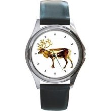 Reindeer Art Unisex Round Wrist Watch New