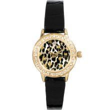 River Island Helen Watch With Diamante And Leopard Face Black