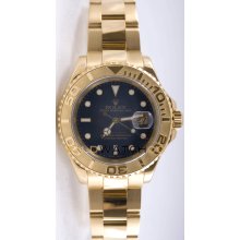 Rolex 18K Yellow Gold Yachtmaster Model 16628 Blue Dial