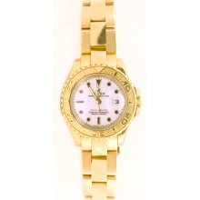 Rolex 29mm 18K Yellow Gold Yachtmaster Model 169628 White Dial