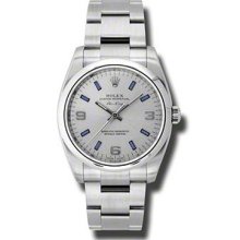 Rolex Air-king Domed 114200 (silver Dial, Blue Stick Markers)