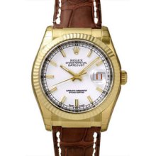 Rolex Datejust 36mm Yellow Gold Strap Mens Watch 116138