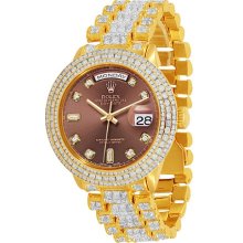 Rolex Day Date 18K Gold Mens Diamond Watch 33.50 Ctw