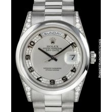 Rolex Day Date President 118296 Platinum Diamond Lugs Box Papers