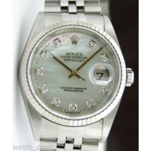 Rolex Mens Datejust 16234 Mother-of-pearl Diamond Watch Chest