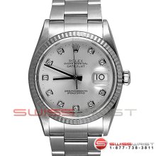 Rolex Men's Datejust SS 16234 Factory Silver Diamond Dial