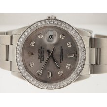 Rolex Mens SS Datejust. Circa 2002. Diamond Bezel/Dial.