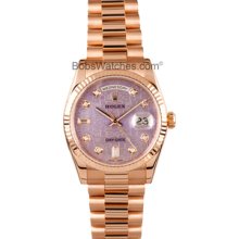 Rolex President 18k Rose Gold Diamond Dial 118235