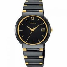 Roman Numeral Dial Wrist Watch W/ Gold Accent Bracelet