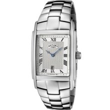 Rotary Watches Men's Stainless Steel Watch with Silver Textured Dial