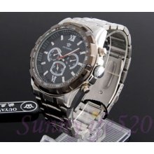 Rotate Tachymeter Stainless Steel Day Date Men Self Winded Auto Mechanical Watch