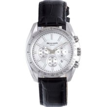 Rudiger Men's Dresden Silver Luminous Dial Black Leather Chronogr ...