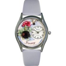 S-0910001 Birthstone Jewelry: January Birthstone Watch Classic Silver