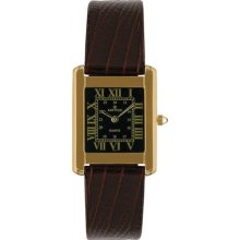 Sartego SEN292R Gold Tone Toledo Dress Watch Black Dial Strap