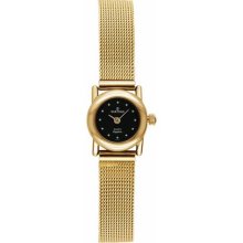 Sartego SVT611 Gold Tone Petite Dress Black Dial Mesh Band