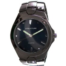 sears Men's Gunmetal Bracelet Watch with Blue Round Dial