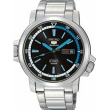 Seiko 5 Men`s Sports Automatic Silver Watch W/ Inner Rotating Bezel