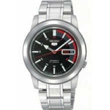 Seiko 5 Men`s Silver Automatic Black Dial Self Winding Watch