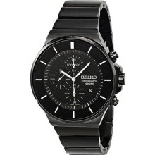 Seiko Black Dial Chronograph Black Pvd Stainless Steel Mens Watch Sndd83