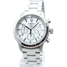 Seiko Chronograph White Mens Watch SSB001P1