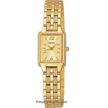 Seiko Ladies Gold-Tone Watch - Rectangular SXGL62