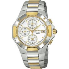 Seiko Men's Coutura Alarm Chronograph White Dial Watch Sna410