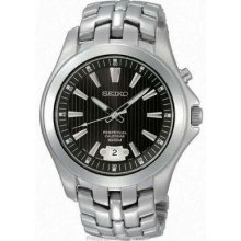 Seiko Men's Perpetual Calendar Stainless Steel Black Dial 100m