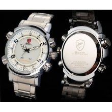 Shark Led Date Hands Hours Stainless Steel Men Quartz Sport Watch Dailyetrade