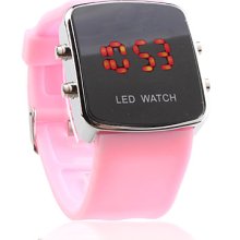 Silicone Band Modern Jelly Wrist LED Watch For Women (Pink)