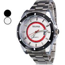 Silver Men's Calendar Style Analog Alloy Quartz Wrist Watch