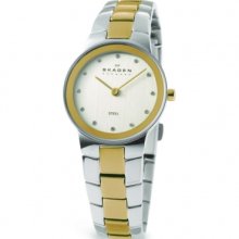 Skagen 430ssgx Ladies Links White Gold Steel Watch Rrp Â£115