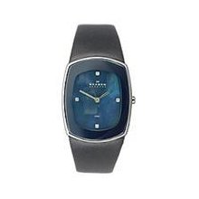 Skagen Black Mother Of Pearl Dial Ladies Watch Leather