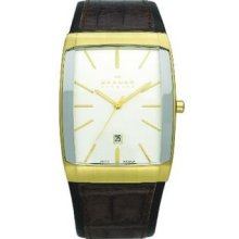 Skagen Brown & Gold Tone Swiss Rectangle Men's Watch 984lgld