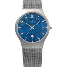 Skagen Denmark Men Watch 233xlttno Titanium Blue Dial With Rosegold Numbers