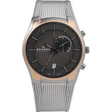 Skagen Men's Rose-gold Accent Watch (Skagen Men's GMT/Alarm & Rose Gold Accents Watch)