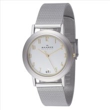 Skagen Men's Silver Dial Slim Mesh Bracelet Watch - Skagen 16LSGS