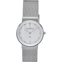 Skagen Silver Dial Steel Mesh Ladies Watch C358LSS1