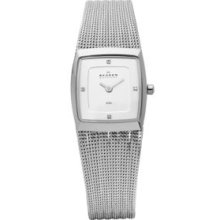 Skagen Silver Striped Mesh Women's Watch