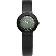 Skagen Slim Black Leather Ladies Watch 456SBLB