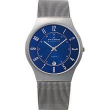 Skagen Titanium Blue Dial Watch - Gunmetal With Blue