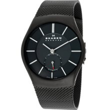 Skagen Watches Men's Black Dial Black Mesh Stainless Steel Black Mesh