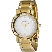 Skagen Watches Women's White MOP Dial Gold Tone SS Gold Tone SS/White