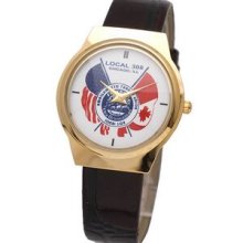 Slim Collection Unisex Watch in Gold Plated Case w/Dark Brown Bands Promotional