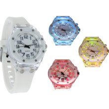 So Fashion Junior Multi-color Light Up White Rubber Band Quartz Watch Sr401a